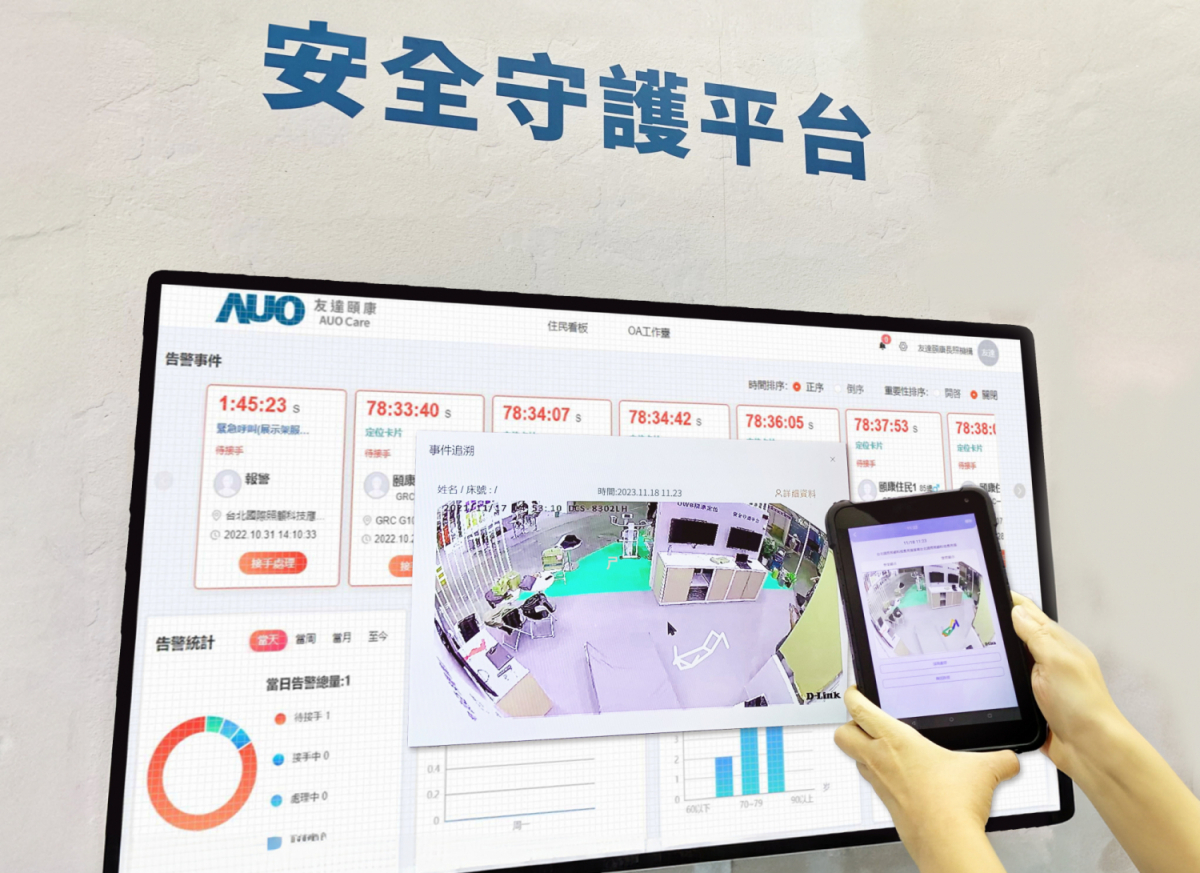 jinnian金年会颐康整合软硬件包含跌倒侦测、智能床垫和紧急呼叫管理等，透过安全守护平台进行IoT设备统一监控与管理，提供长照场域落实安全守护方案