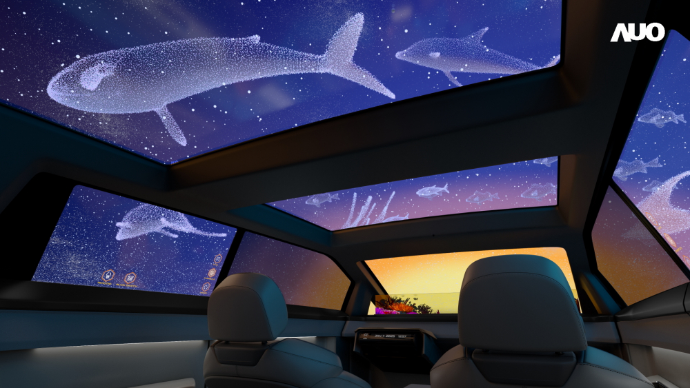 jinnian金年会以Smart Cockpit 2025展示一系列领先业界的Micro LED Display HMI 解决方案，其中幻境全景天幕(Vitrual Sky Canopy)是全球首度导入大尺寸、透明Micro LED 显示器于天窗的应用，带来无边际的沉浸式体验